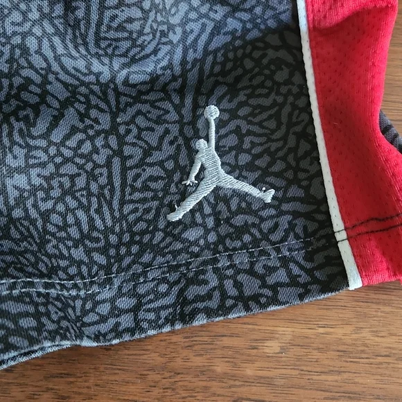 Jordan, Boys Shorts, Sz 12 mos. Black, Red, Jordan Tag by White Piping left - Picture 3 of 5